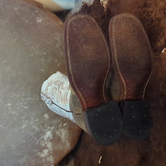 BOULET #2083 metallic leather cowgirl western boots square toe sz 6.5 like new - Picture 14 of 16